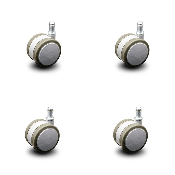 2.375" Gray Soft Wheel Grip Ring Office Chair Casters  SCC, PK4